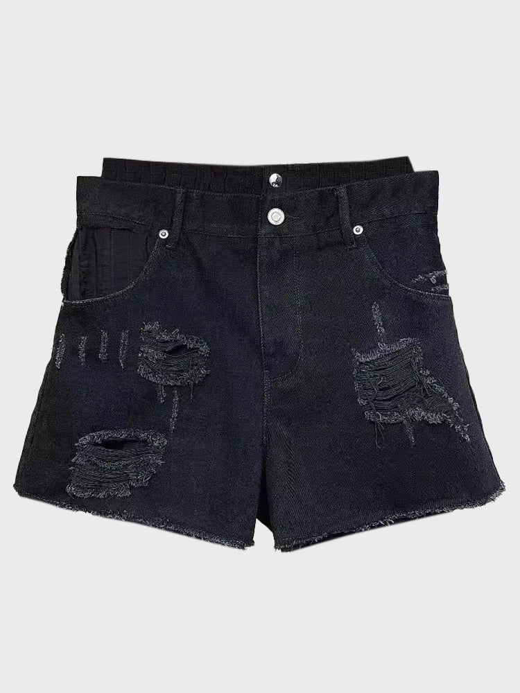 Dual Waist Denim Shorts