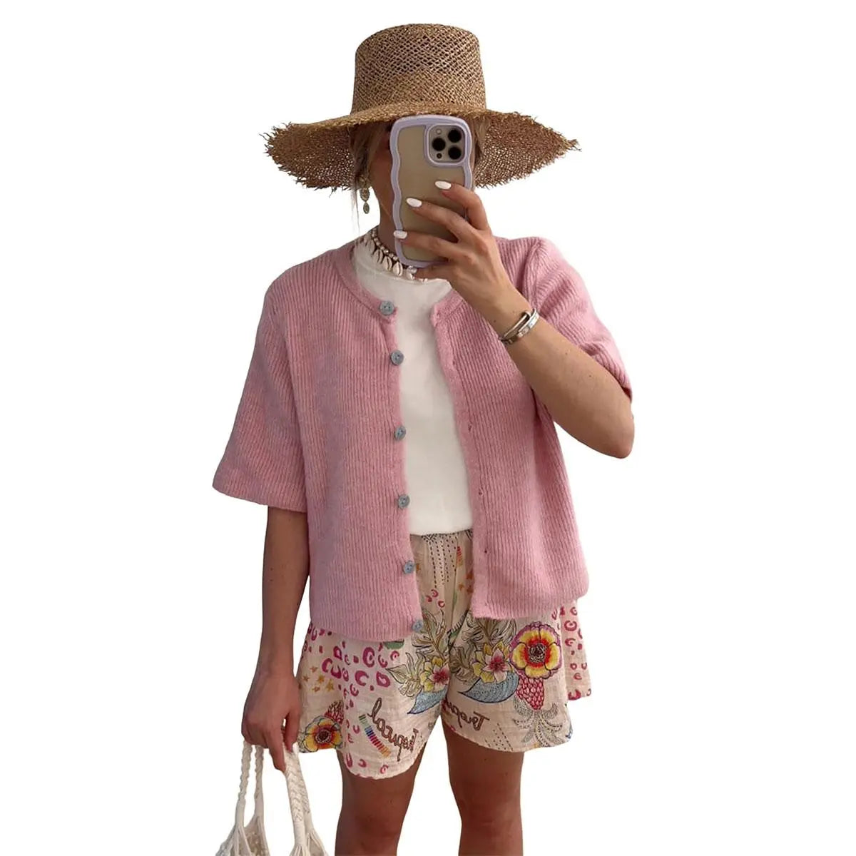 Women's Short Sleeve Cardigan Sweater - Crew Neck, Soft Ribbed Knitting Fabric, Button-Down, Fitted, Lightweight Breathable Clothes for Casual Office, Spring Summer Layering Cover Up (Women's Tops) #SpringStatements,summerwins