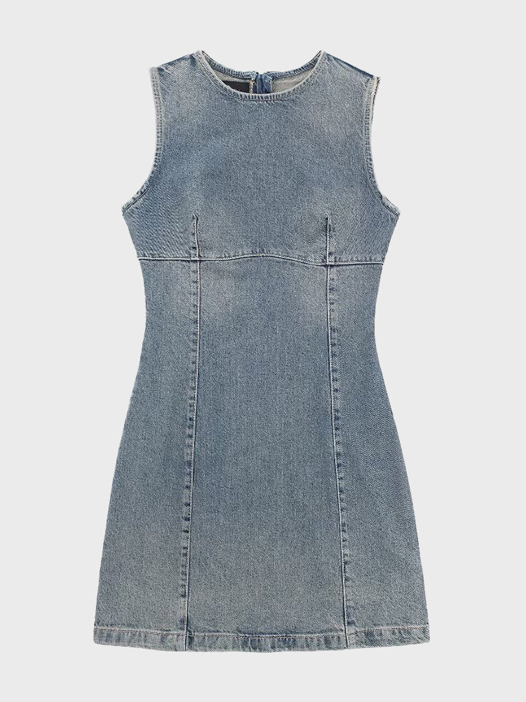 Metal Zip Denim Dress