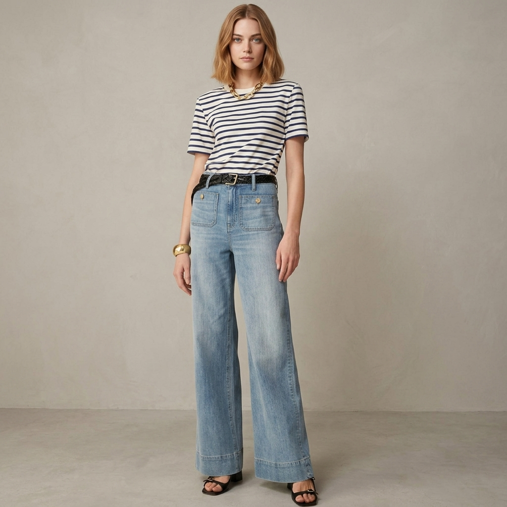 Tummy Control Sailor Wide Leg Trouser (Buy 2 Free Shipping)
