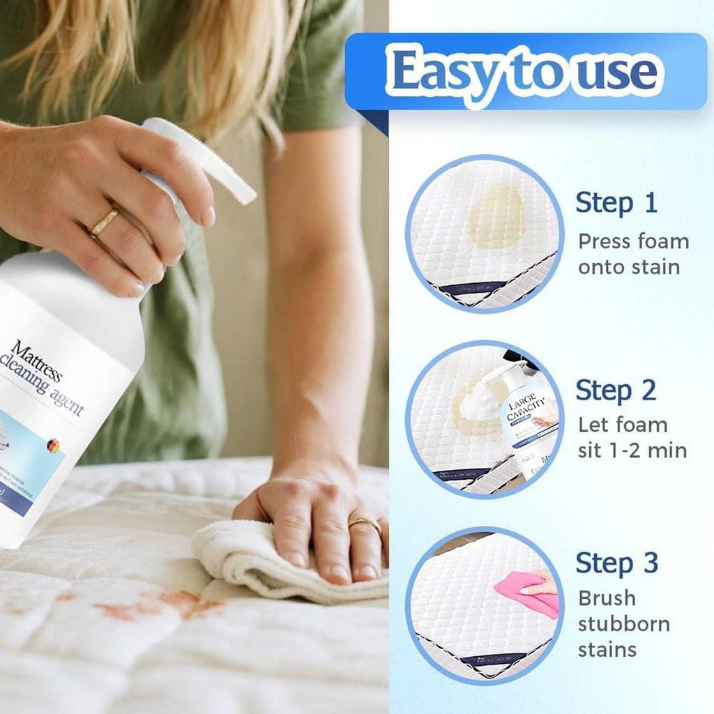Mattress Stain Remover For Bed & Fabric,Powerful Mattress Dry Cleaning Foam,No-Scrub Fabric Spot Remover For Yellow Stain,Gentle Spot Treatment,For Mattress,Couch,Rug,Carpet, Upholstery Stains