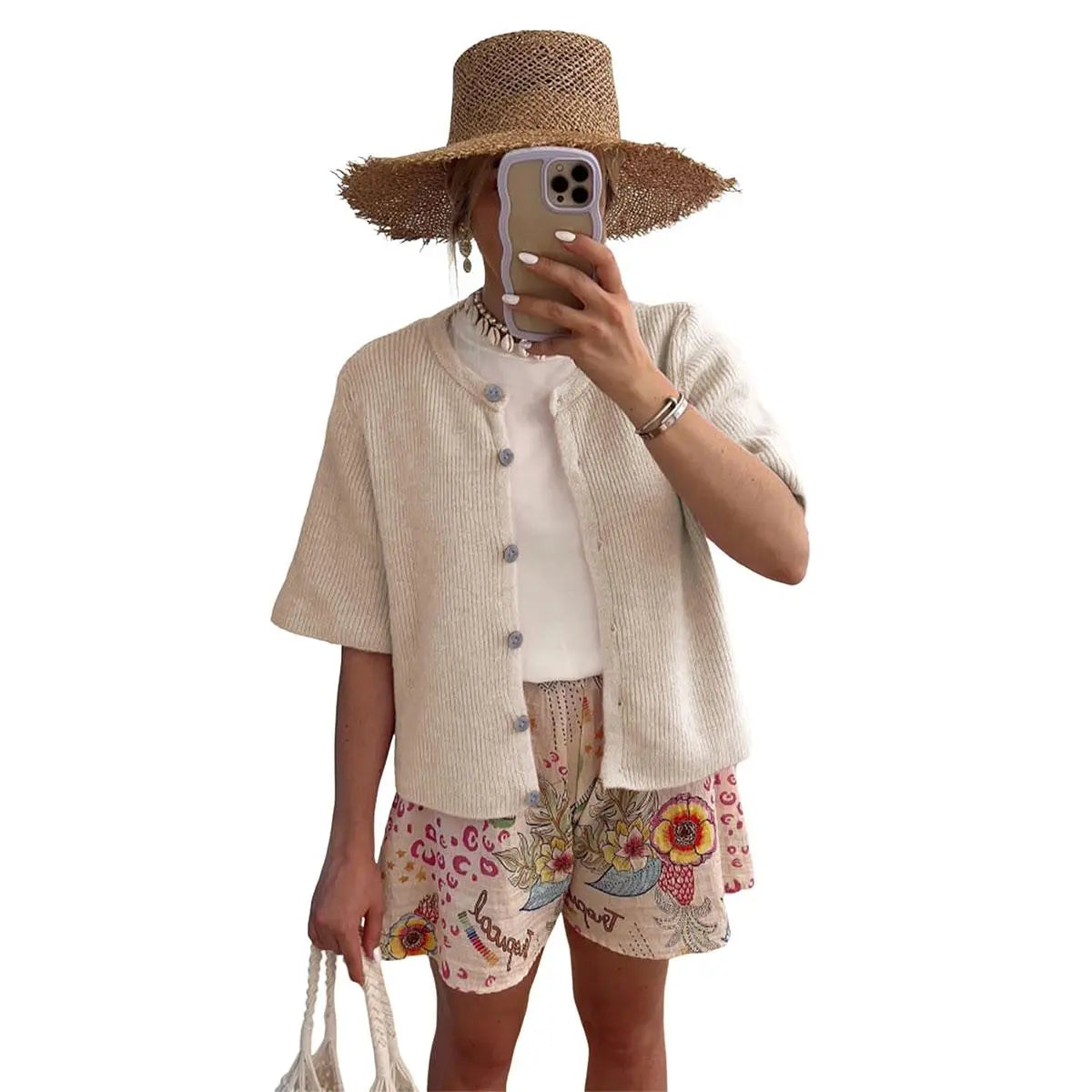 Women's Short Sleeve Cardigan Sweater - Crew Neck, Soft Ribbed Knitting Fabric, Button-Down, Fitted, Lightweight Breathable Clothes for Casual Office, Spring Summer Layering Cover Up (Women's Tops) #SpringStatements,summerwins