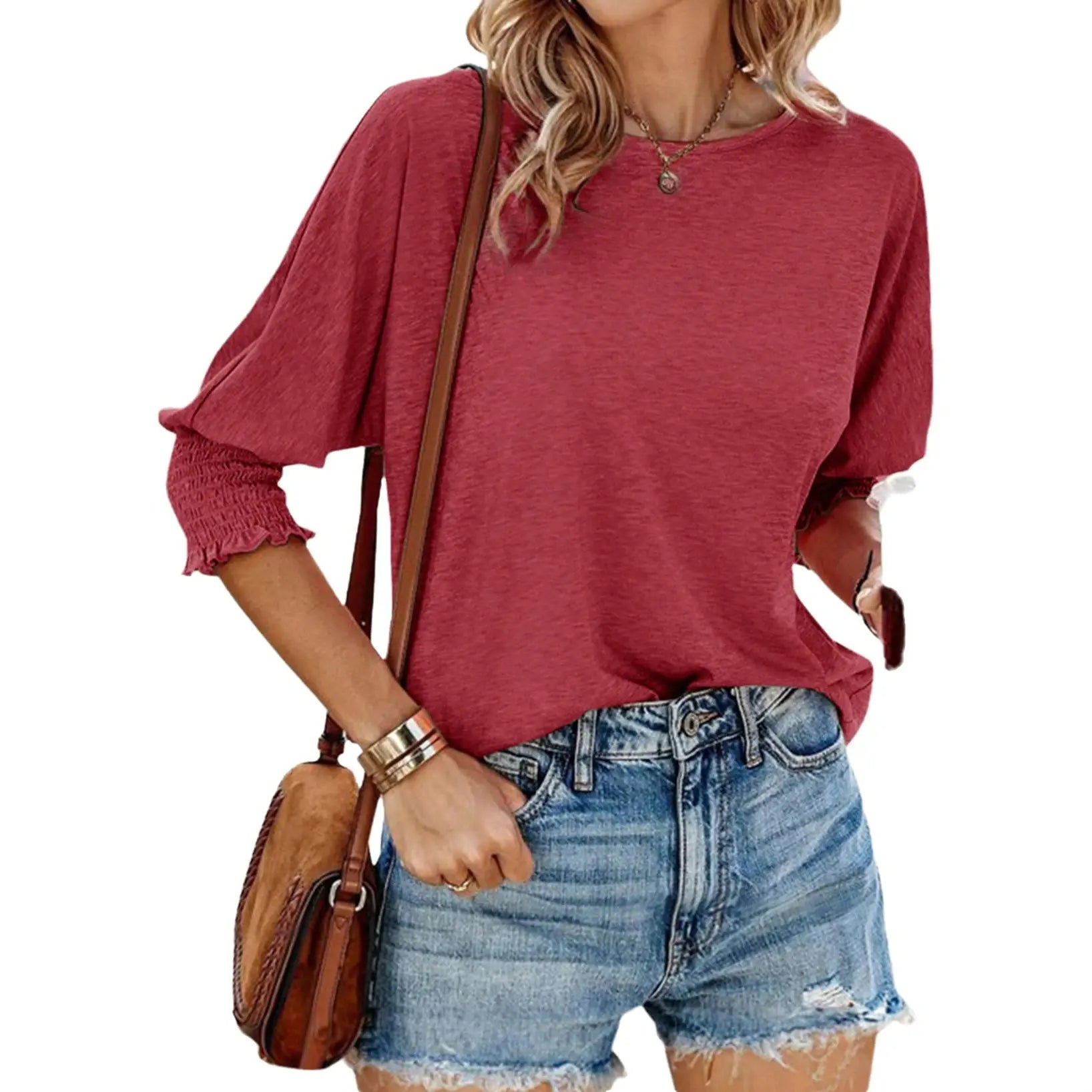 Women's 2026 Fashion Tops 3/4 Sleeve T-Shirts Cute Crewneck Basic Business Tees Blouses Casual Summer Wear Super Soft Breathable Fabric