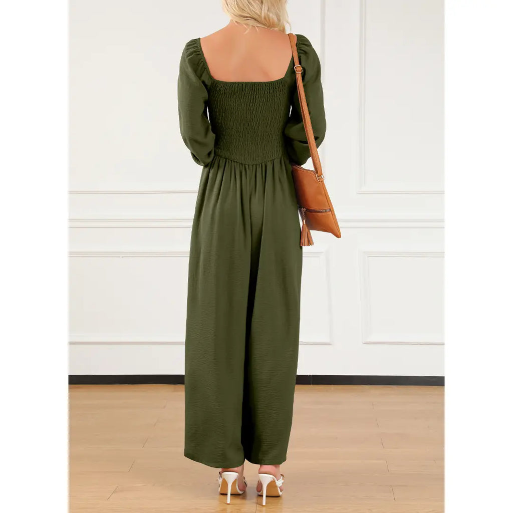 Dokotoo Women's Casual Loose Overalls Jumpsuits One Piece Long Sleeve Wide Leg Long Pant Rompers With Pockets