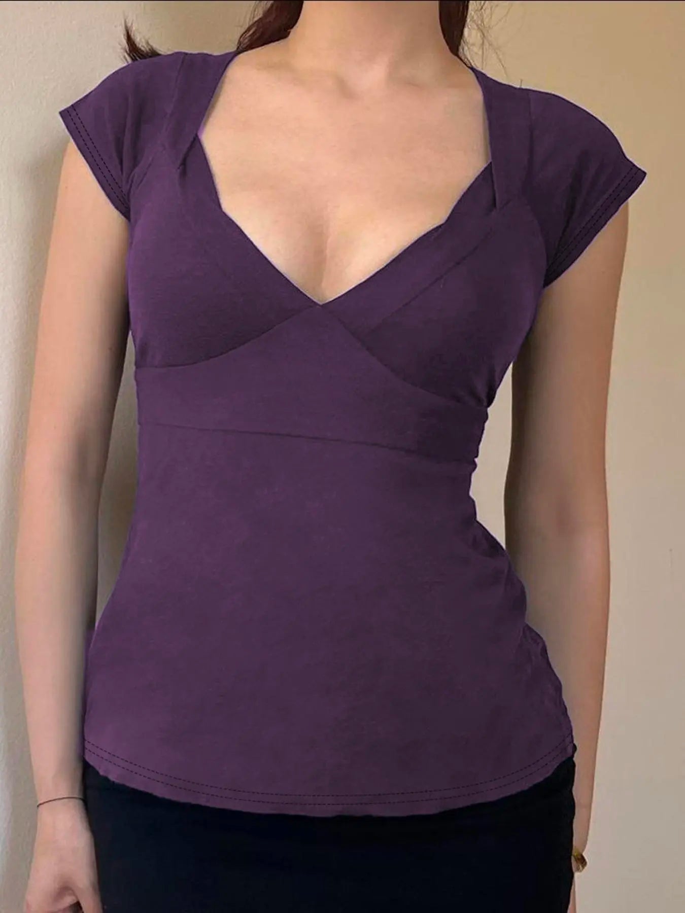 Women's Plain Basic Tee, Casual Short-Sleeve T-Shirt, Ladies' Summer Clothes for Daily Wear, Casual Chic Top, Top