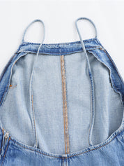 Summer Sleek Backless Denim Jumpsuit