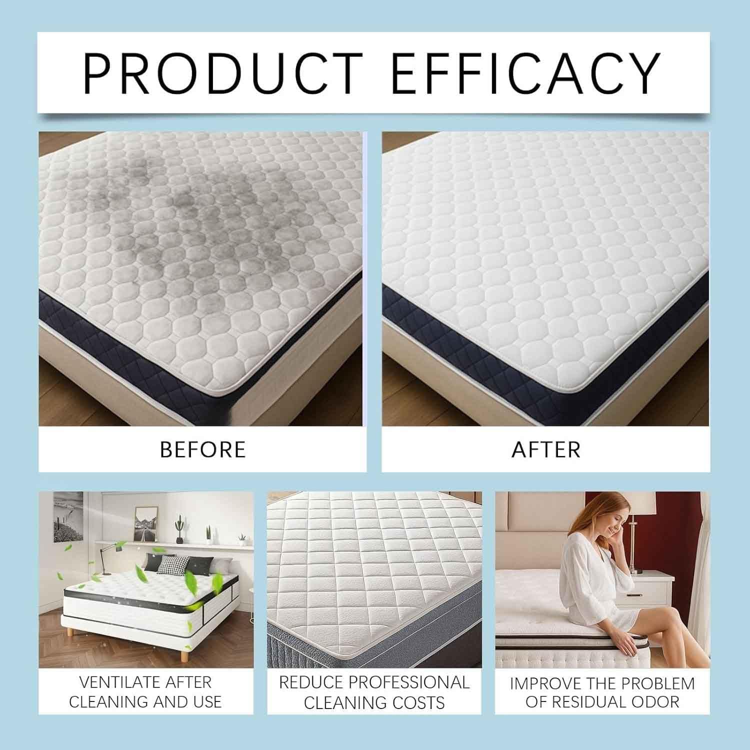 Mattress Stain Remover For Bed & Fabric,Powerful Mattress Dry Cleaning Foam,No-Scrub Fabric Spot Remover For Yellow Stain,Gentle Spot Treatment,For Mattress,Couch,Rug,Carpet, Upholstery Stains