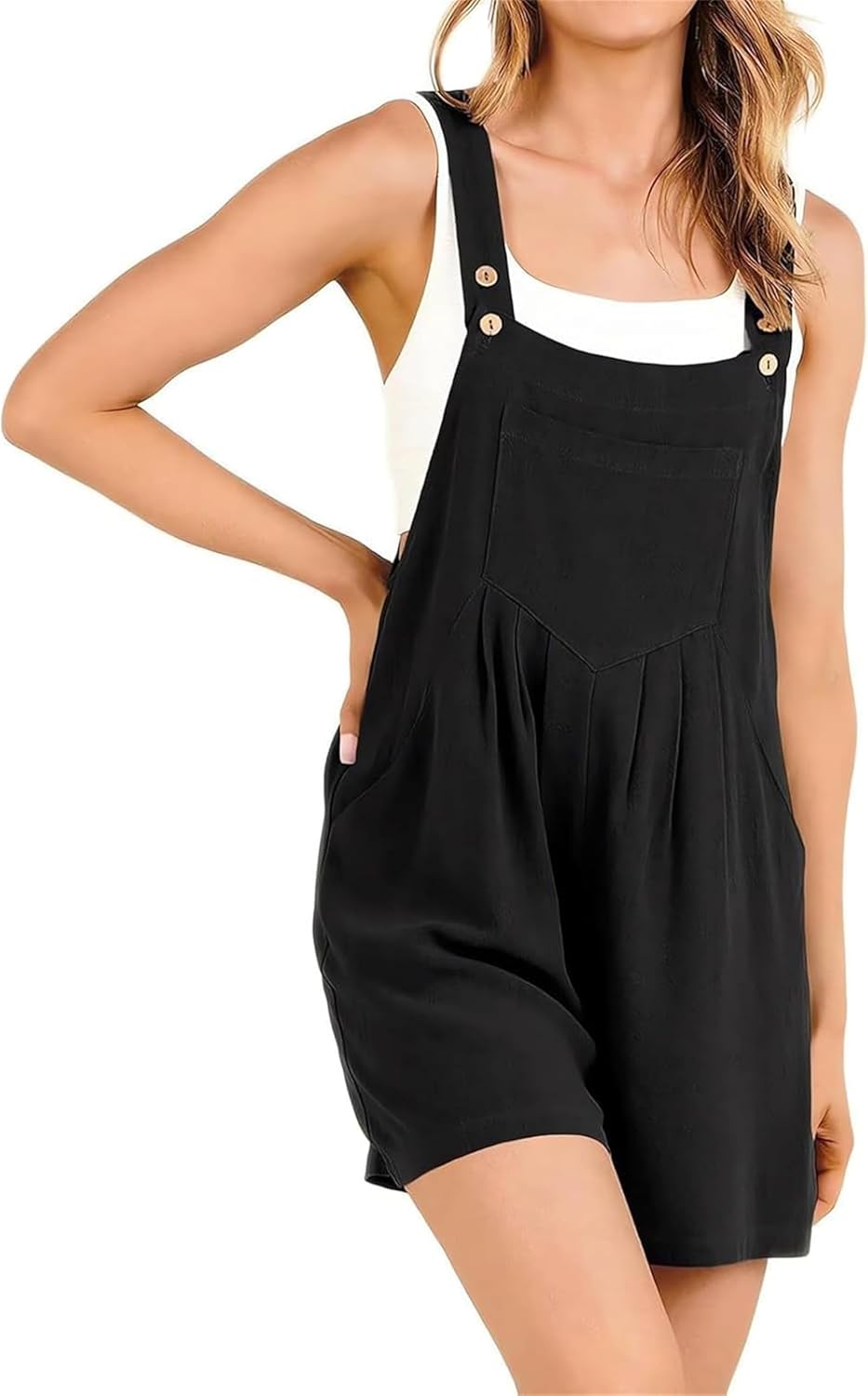 Women's Casual Adjustable Strap Loose Bib Rompers,linen rompers womenshort overalls for women loose fit