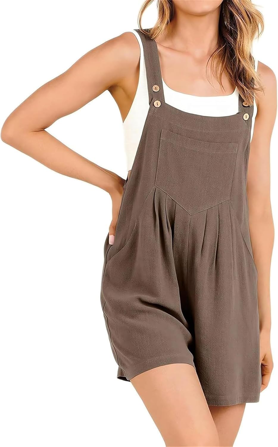 Women's Casual Adjustable Strap Loose Bib Rompers,linen rompers womenshort overalls for women loose fit