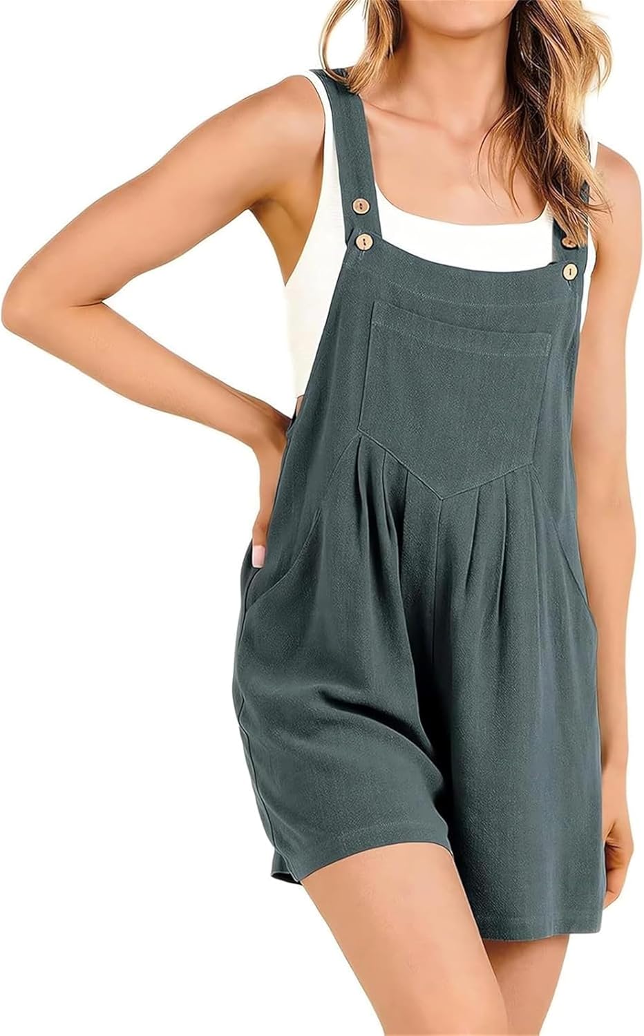 Women's Casual Adjustable Strap Loose Bib Rompers,linen rompers womenshort overalls for women loose fit