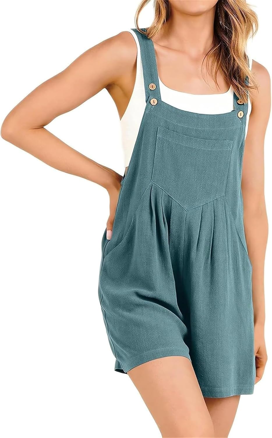 Women's Casual Adjustable Strap Loose Bib Rompers,linen rompers womenshort overalls for women loose fit