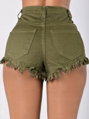 Elastic Denim Shorts