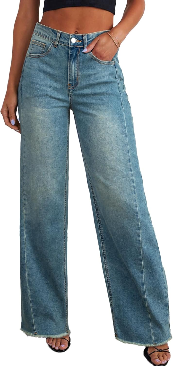 Women's Wide Leg Jeans High Waisted Stretchy