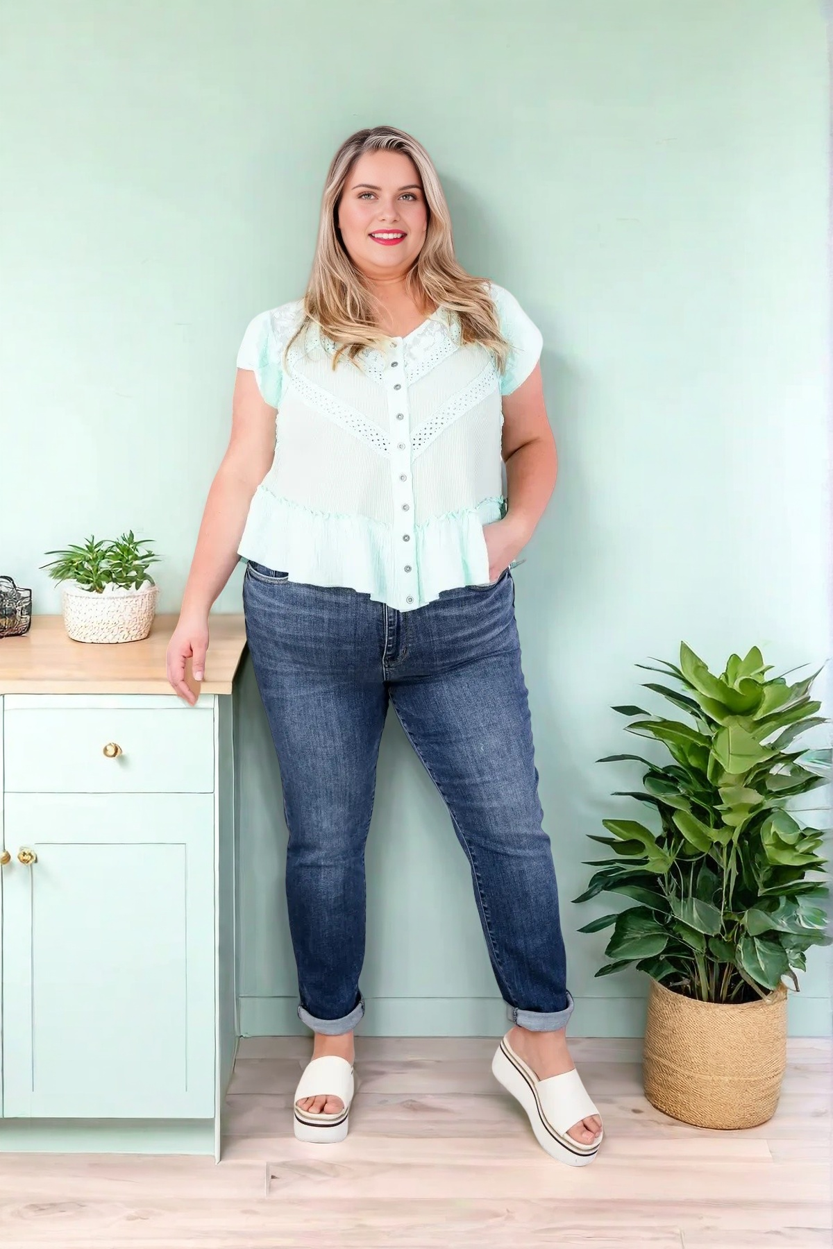 REBLEU Tummy Control Butt Lifting Jeans