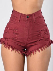 Elastic Denim Shorts