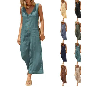 Dokotoo Women's Casual Loose Overalls Jumpsuits One Piece Long Sleeve Wide Leg Long Pant Rompers With Pockets