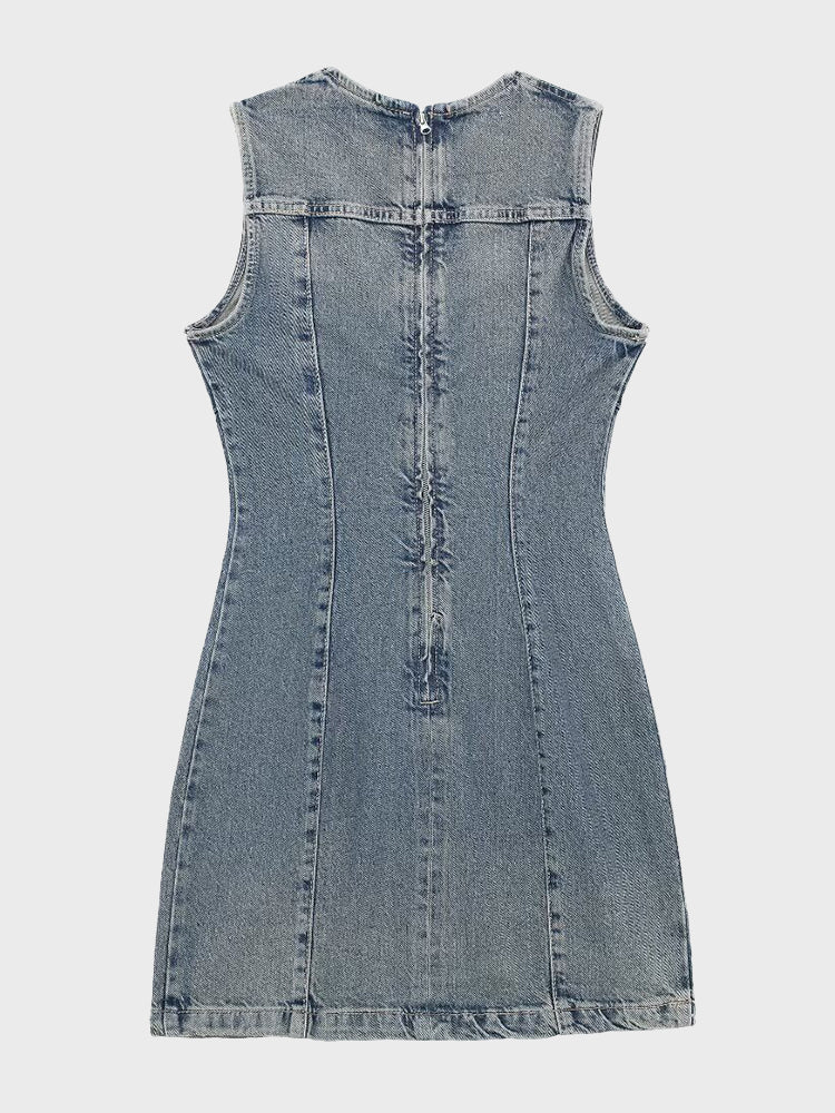 Metal Zip Denim Dress