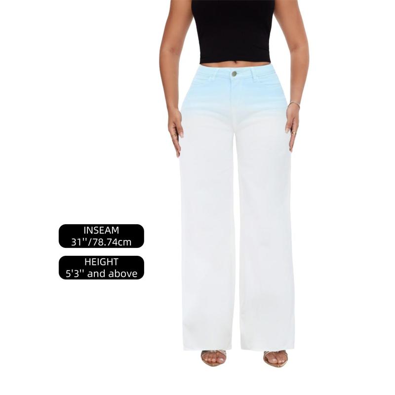 Mid-low Rise Baggy Stretchy Distressed Wide Leg Jeans