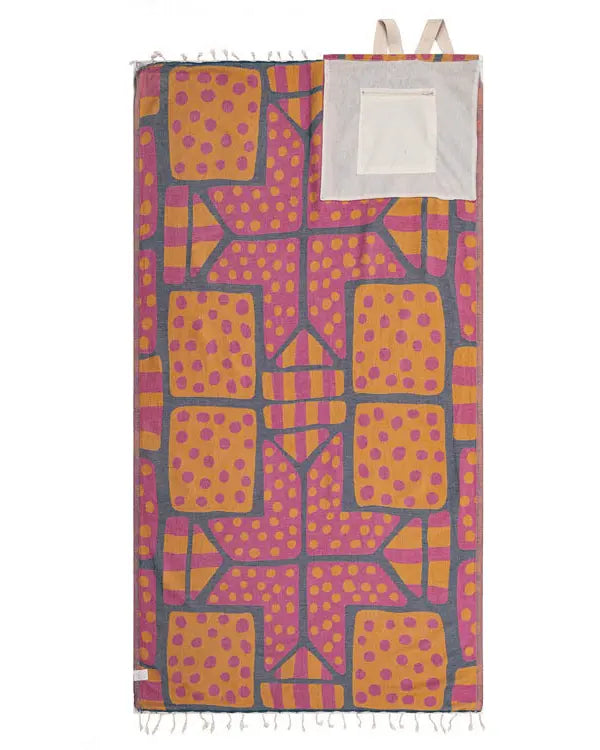 🏖️ 2-in-1 Turkish Cotton Towel Bag with Inner Zip Pocket & Sand-Repelling Fabric