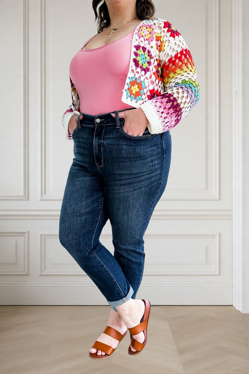 Tummy Control Cuffed Slim Fit Jeans