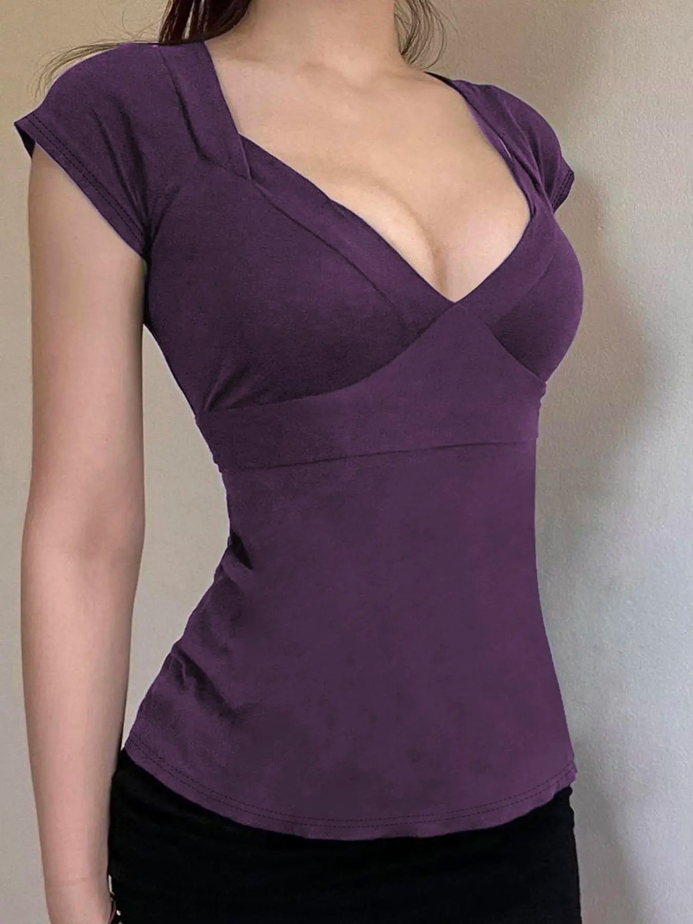 Women's Plain Basic Tee, Casual Short-Sleeve T-Shirt, Ladies' Summer Clothes for Daily Wear, Casual Chic Top, Top