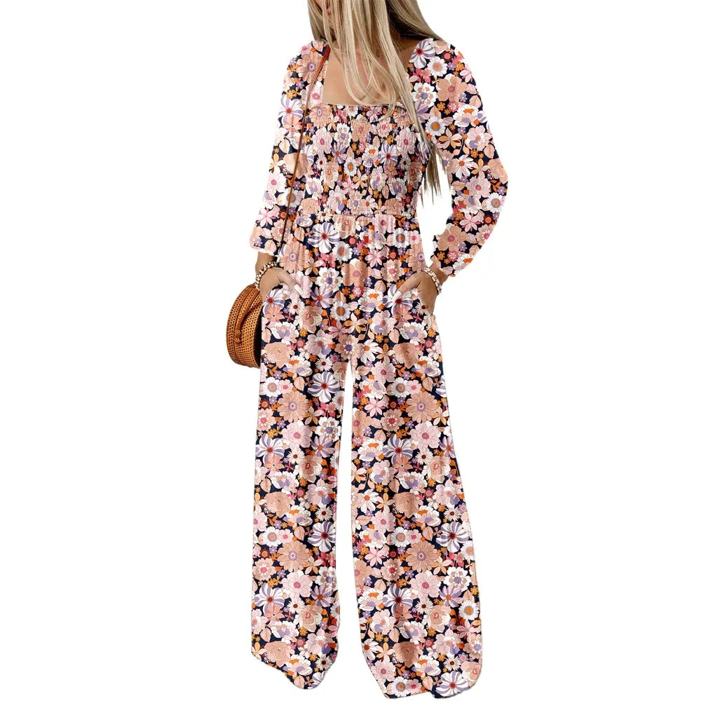 Dokotoo Women's Casual Loose Overalls Jumpsuits One Piece Long Sleeve Wide Leg Long Pant Rompers With Pockets