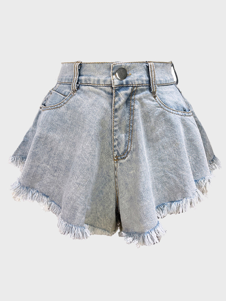 Tassel High Waist Denim Shorts