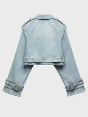 Belted Denim Short Coat