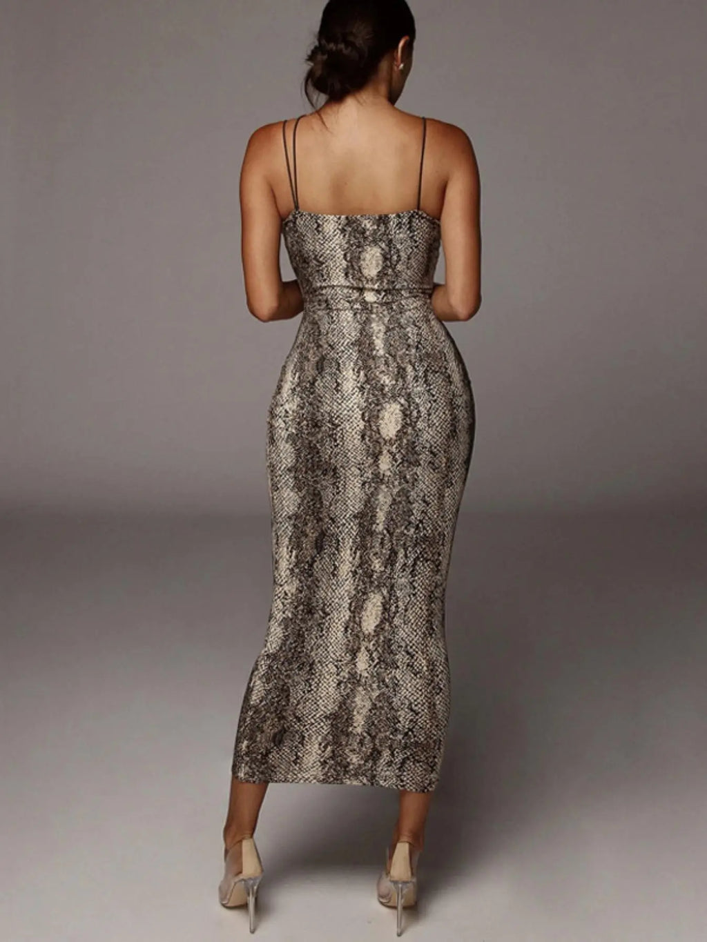 Women's All Over Leopard Print Asymmetrical Cami Dress, Elegant Sleeveless Spaghetti Strap Bodycon Dress for Party Club Night Out, Fashion Chic Sundress, Ladies Summer Clothes, Midi Dress, Womenswear (Light&thin fabic）