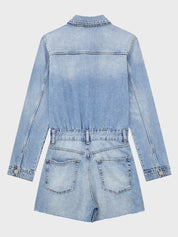 Denim Lapel Jumpsuit