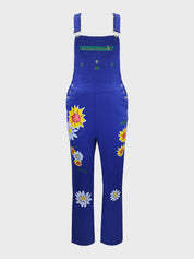 Euro-American Printed Denim Overalls