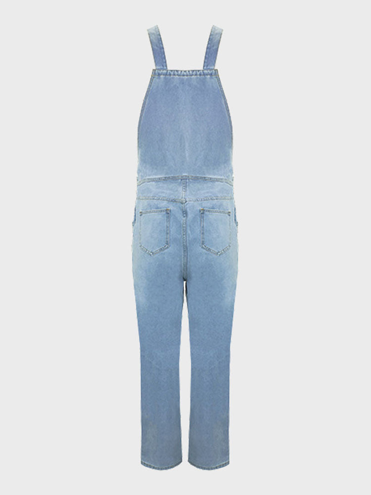 Euro-American Printed Denim Overalls