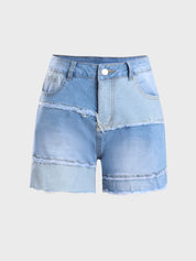 Spring Street Washed White Denim Shorts