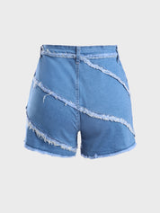 Euro-American Stitched High Waist Denim Shorts