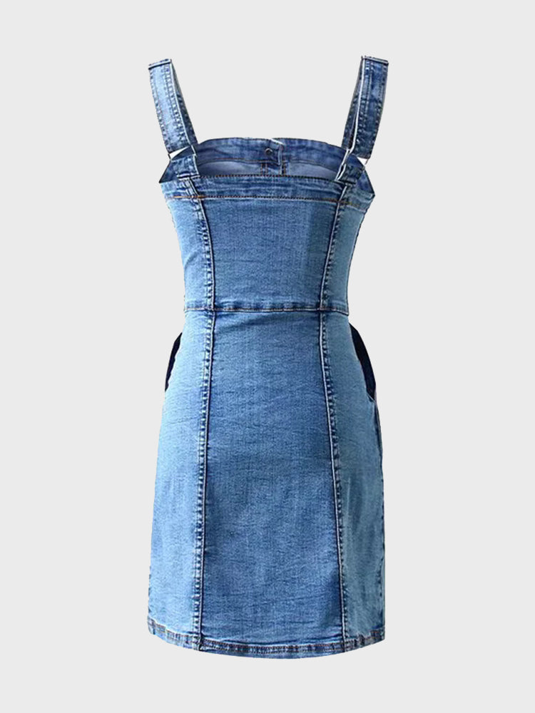 Retro SlimButton Denim Dress