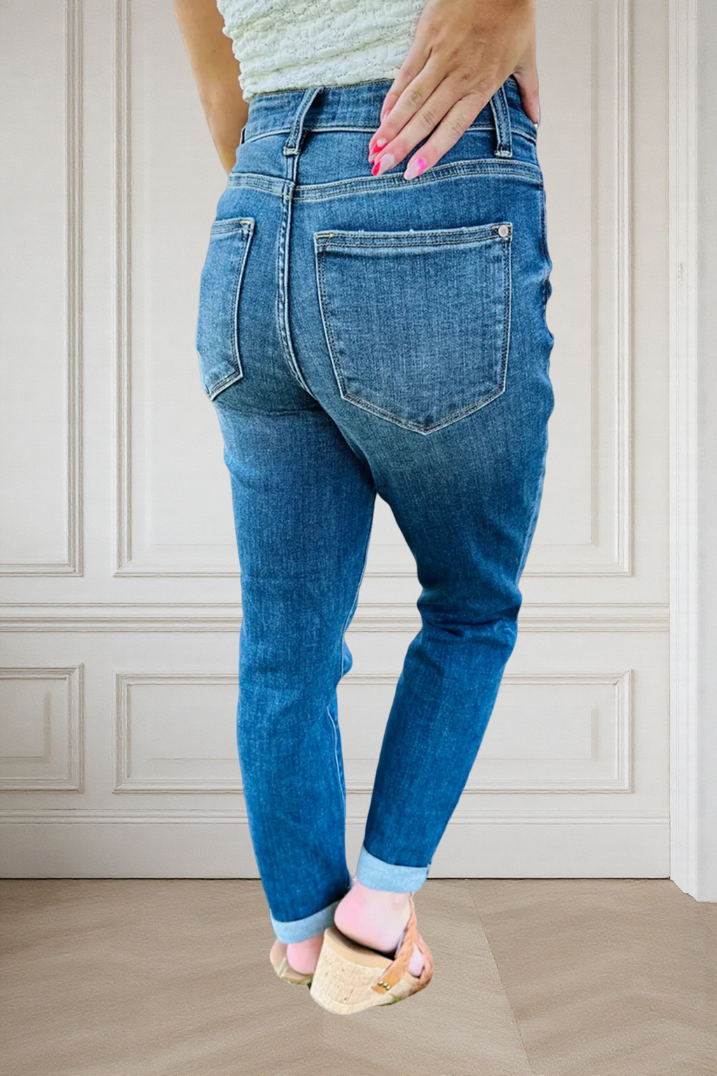 Tummy Control Cuffed Slim Fit Jeans
