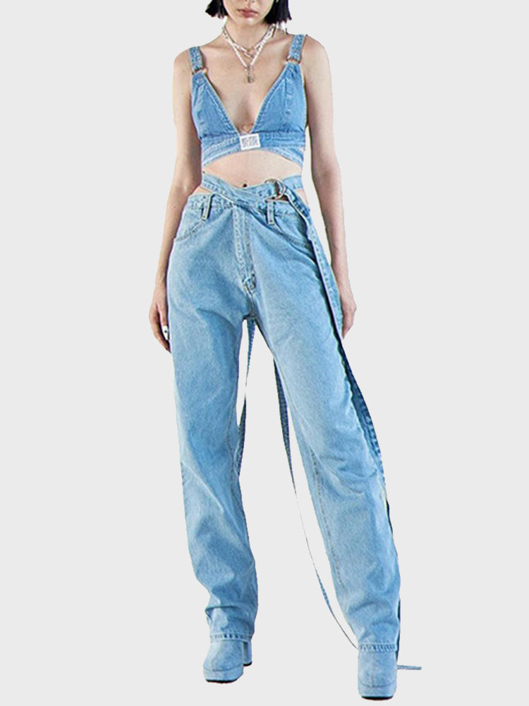 Bra Strap Jeans Set