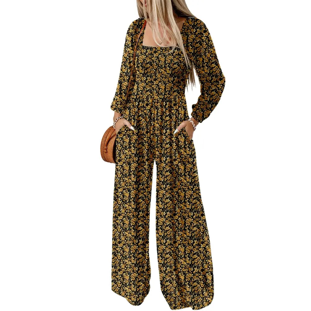 Dokotoo Women's Casual Loose Overalls Jumpsuits One Piece Long Sleeve Wide Leg Long Pant Rompers With Pockets