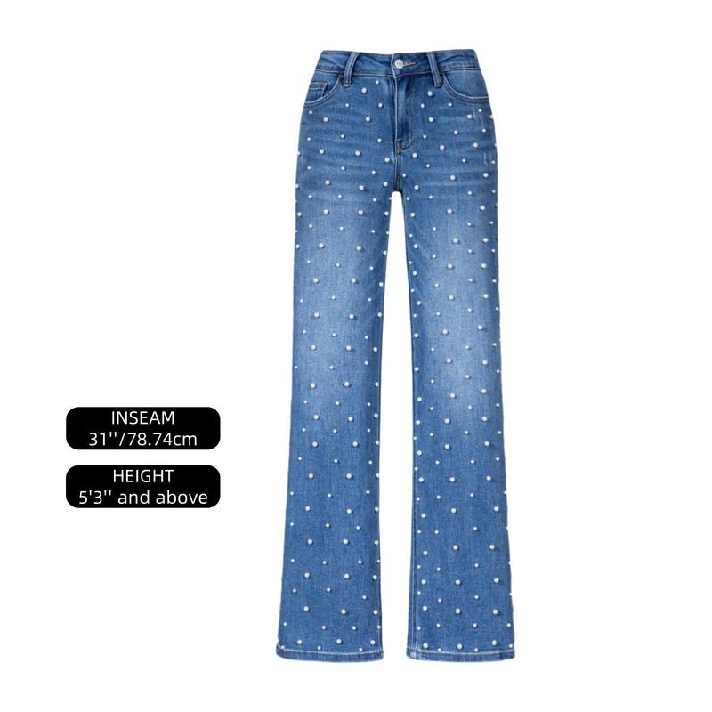 Mid-low Rise Baggy Stretchy Distressed Wide Leg Jeans