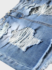 Ripped High Waist Denim Skirt