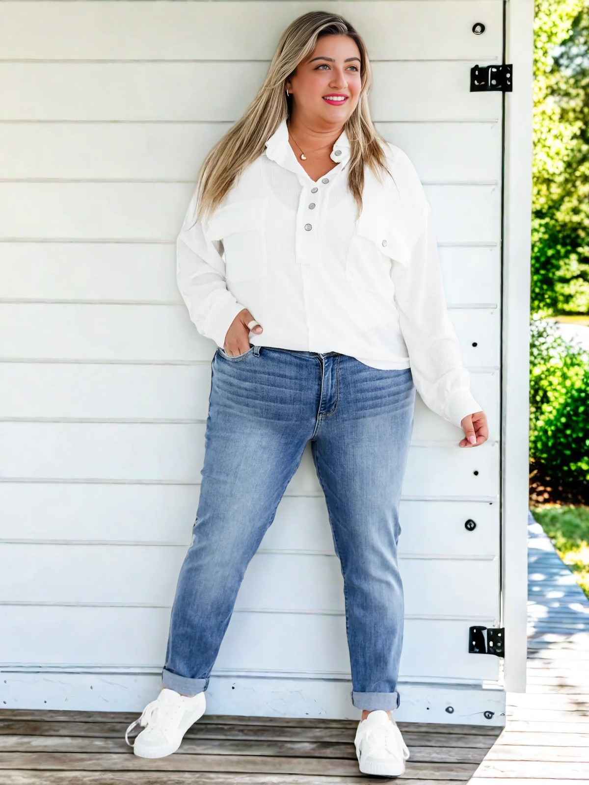 Tummy Control Cuffed Slim Fit Jeans