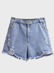 Summer Plus Size Ripped Denim Shorts