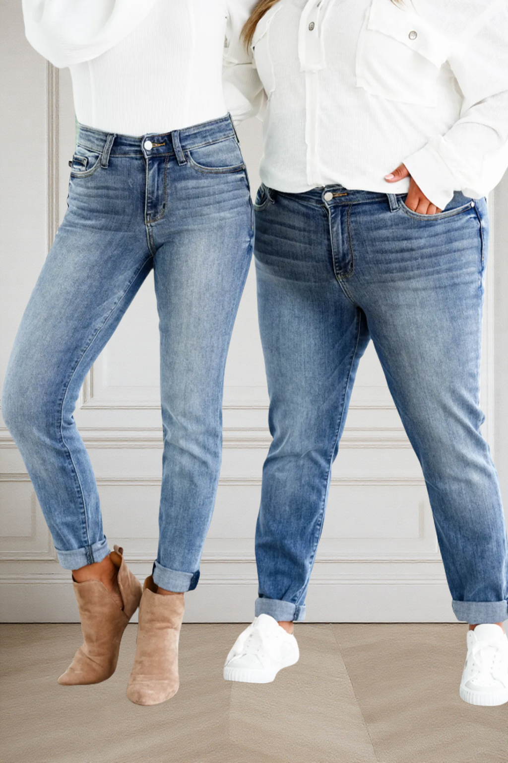 Tummy Control Cuffed Slim Fit Jeans