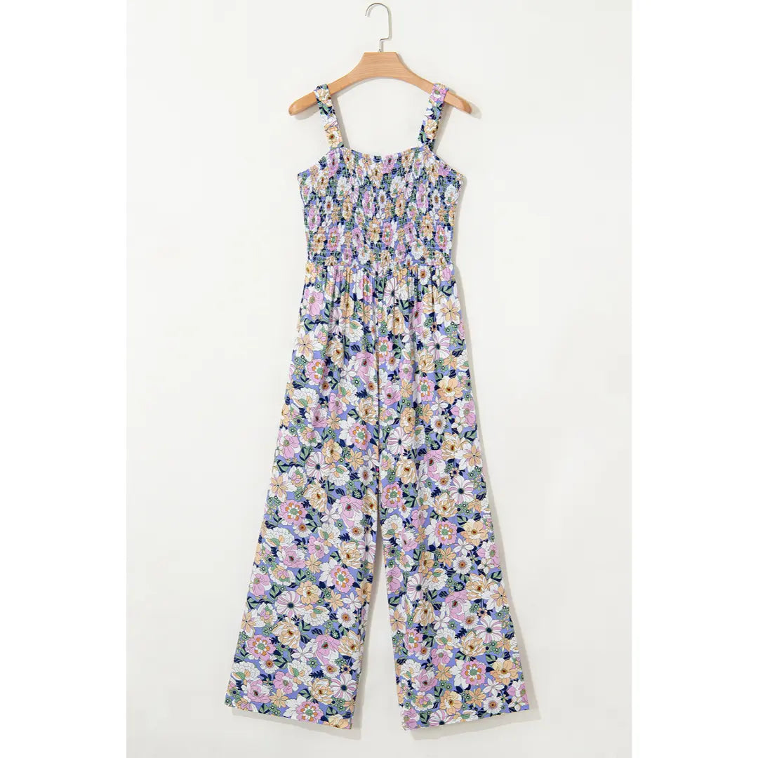 Dokotoo Women's Casual Loose Overalls Jumpsuits One Piece Sleeveless Printed Wide Leg Long Pant Rompers With Pockets Bohemian Womenswear