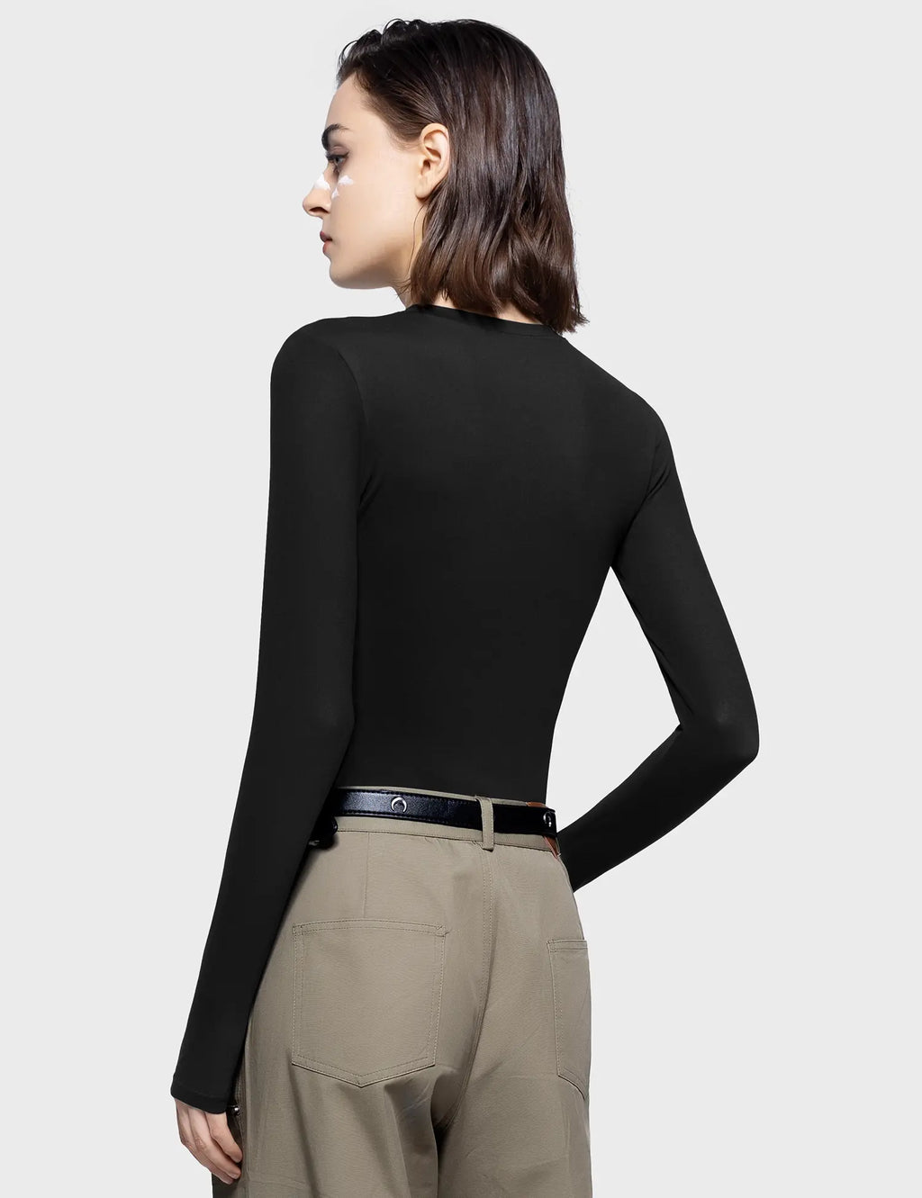 PUMIEY Long Sleeve Basic Tee Women's Crew Neck Slim Fit Tops Streetwear Minimalist Double Layer Compression Tee Casual Cloud Going outfits Office Outfits Women Elegant Classy tops Cute Fall outfits Summervibes summerwins