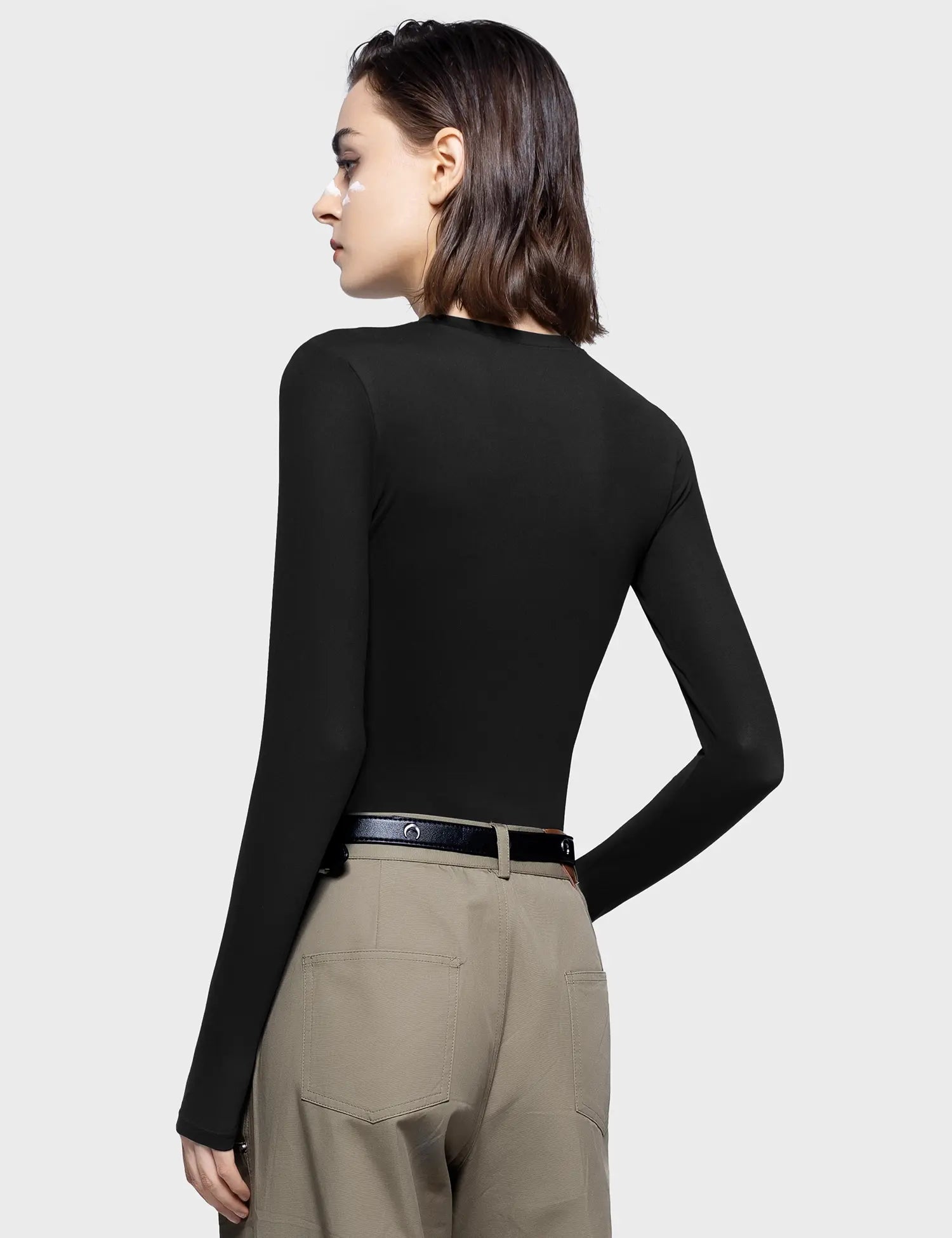 PUMIEY Long Sleeve Basic Tee Women's Crew Neck Slim Fit Tops Streetwear Minimalist Double Layer Compression Tee Casual Cloud Going outfits Office Outfits Women Elegant Classy tops Cute Fall outfits Summervibes summerwins