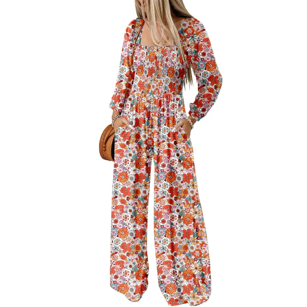 Dokotoo Women's Casual Loose Overalls Jumpsuits One Piece Long Sleeve Wide Leg Long Pant Rompers With Pockets