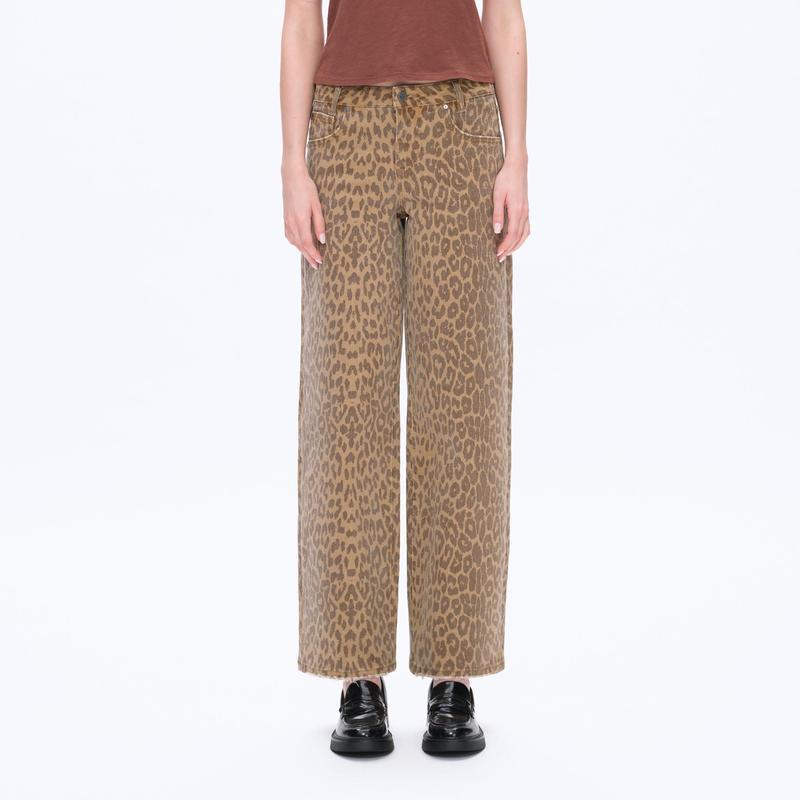 Mid-low Rise Baggy Stretchy Distressed Wide Leg Jeans