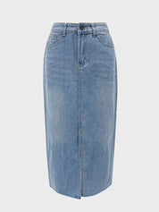 Cross-Border High Waist A-Line Denim Skirt