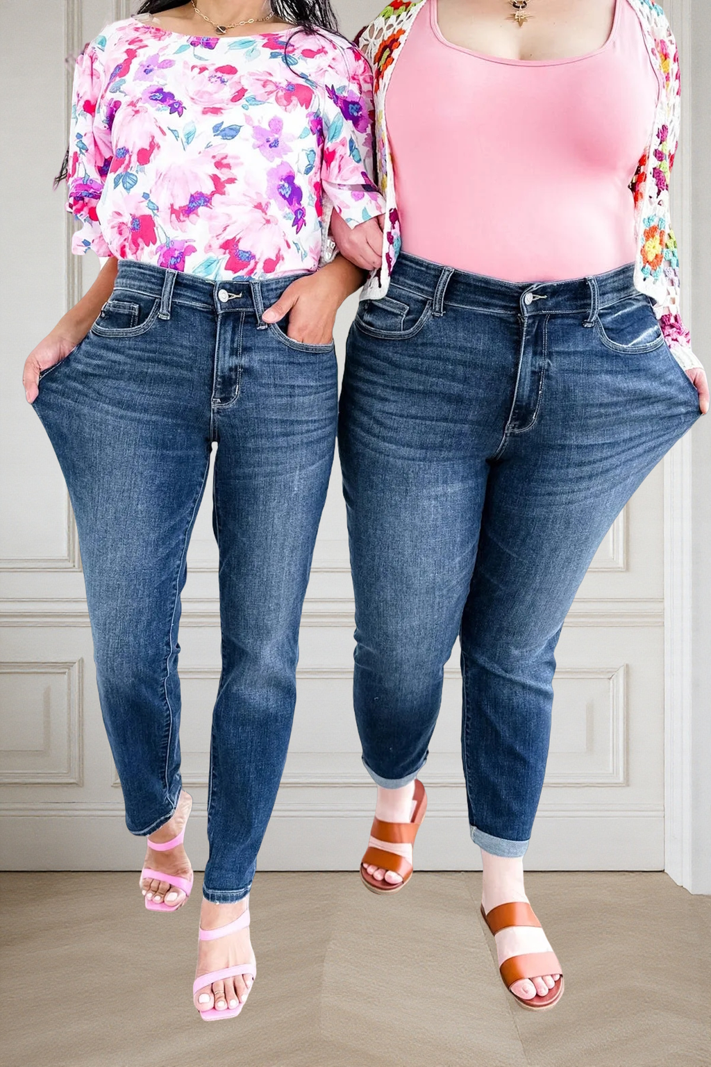 Tummy Control Cuffed Slim Fit Jeans